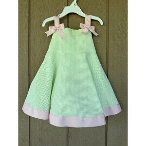 Bonnie Baby Party Dress - Green and Pink Vichy Checks - Size 24 Months